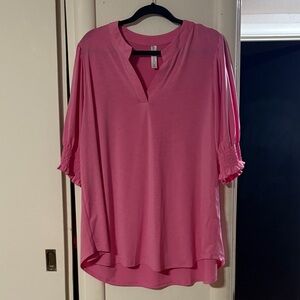 Chic Pink Blouse with Gathered Sleeves